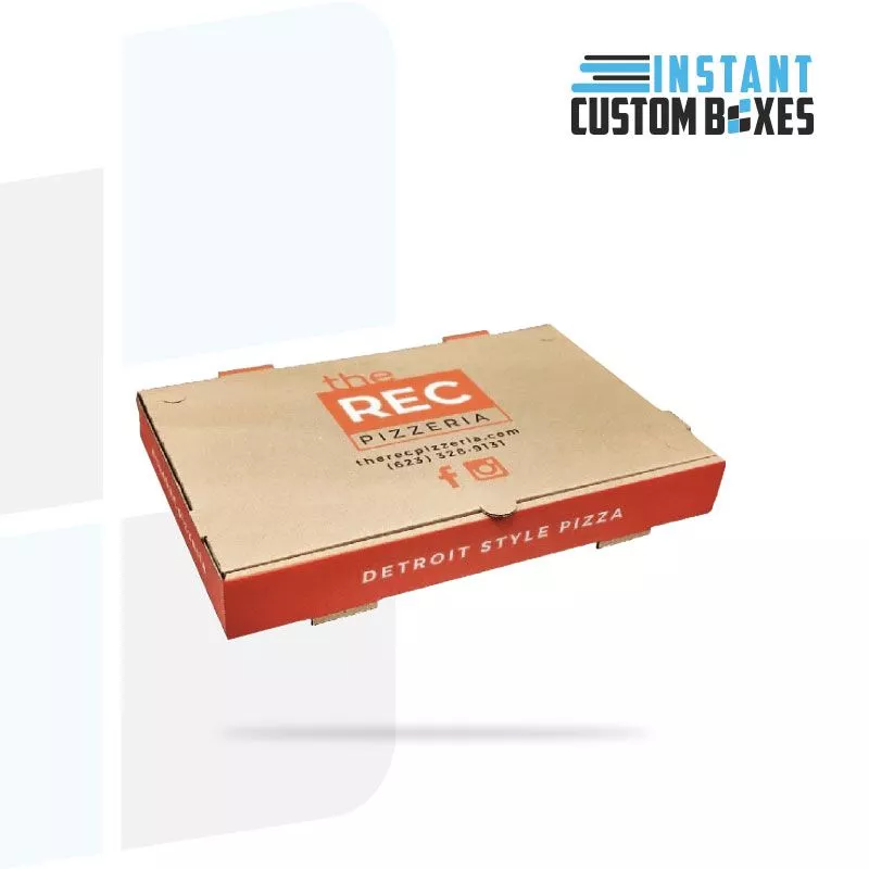 Corrugated Detroit pizza box built to hold heavy cheese-loaded slices