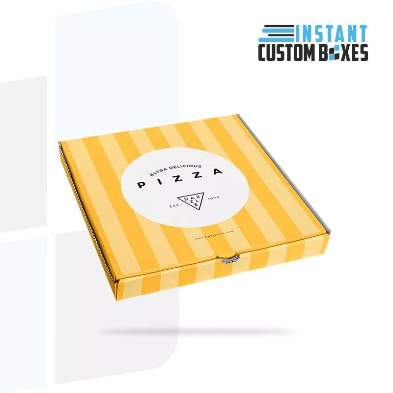 Custom printed pizza box with brand logo and colorful design